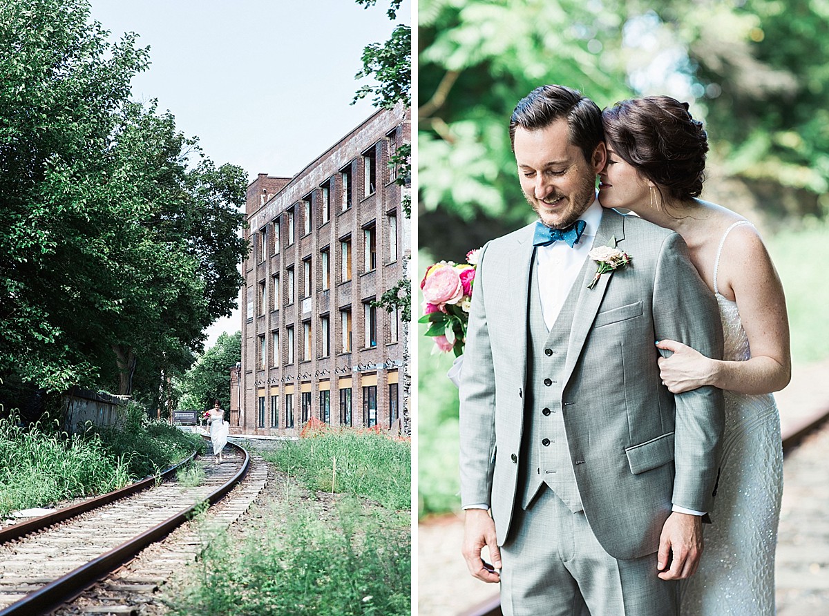 Candid first look pictures on the train tracks in Beacon, Hudson Valley, NY, photographed by Clean Plate Pictures