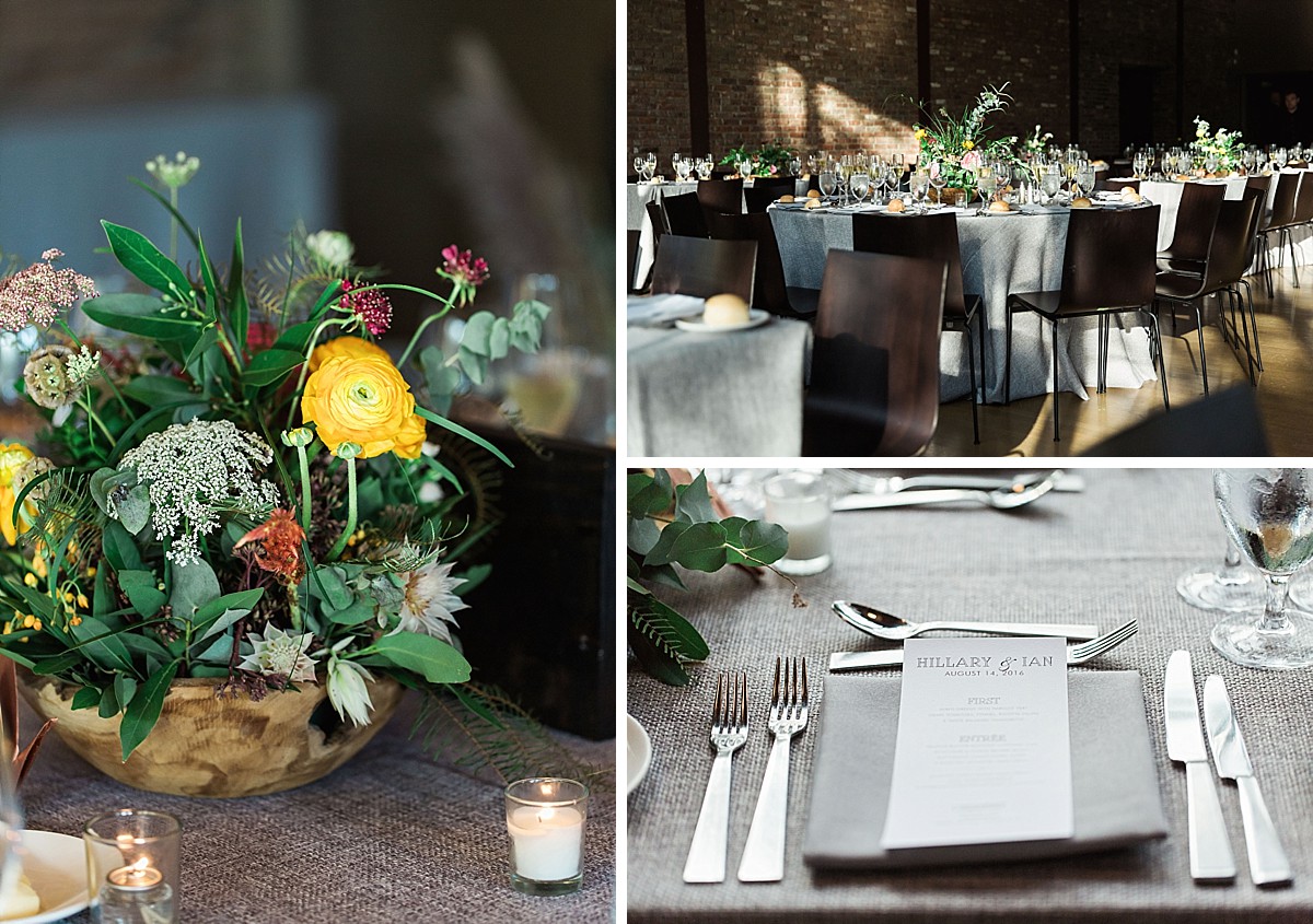 Wedding reception details photos by Clean Plate Pictures at the Roundhouse in Beacon, Hudson Valley, NY.