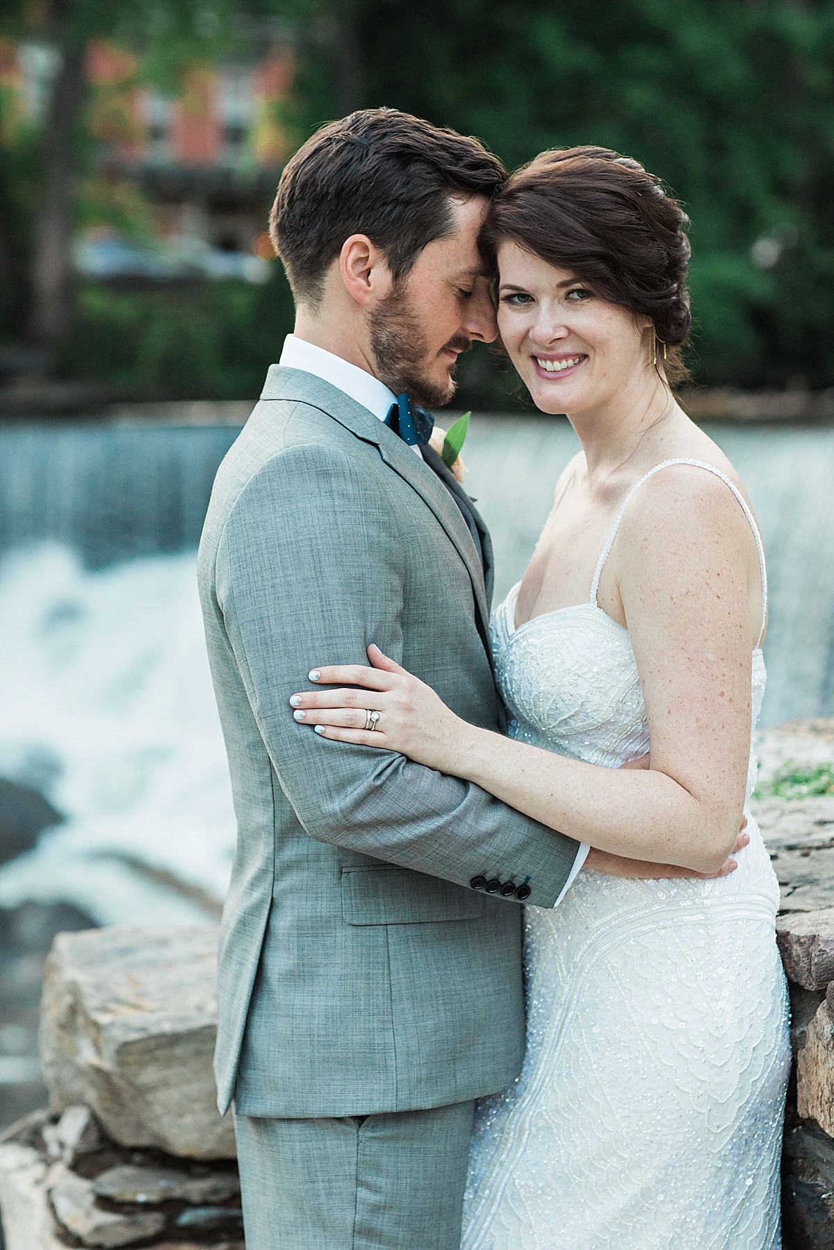 Couples wedding portraits at Beacon Falls, by Clean Plate Pictures, Hudson Valley wedding photographer.