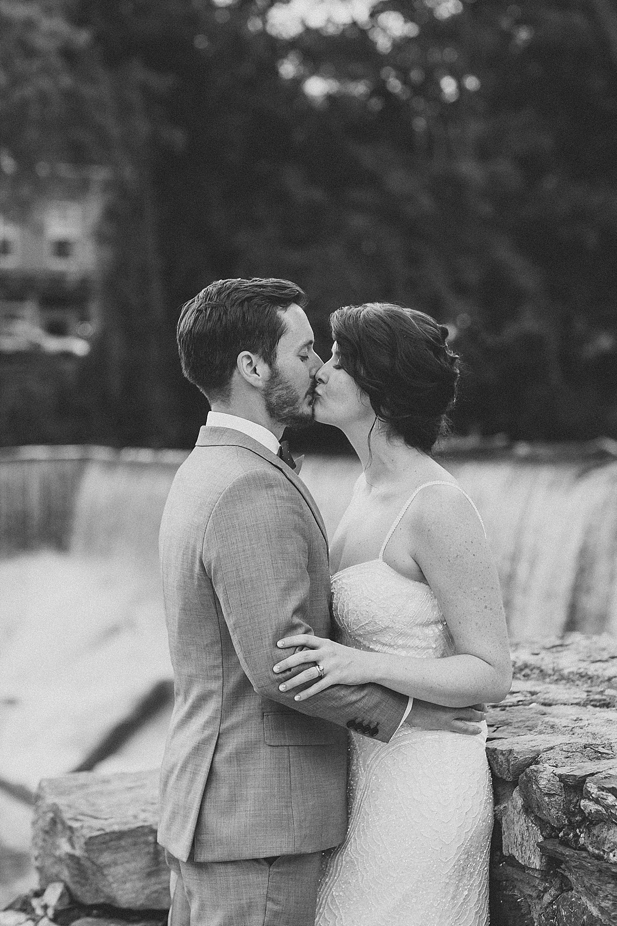 Couples wedding portraits at Beacon Falls, by Clean Plate Pictures, Hudson Valley wedding photographer.