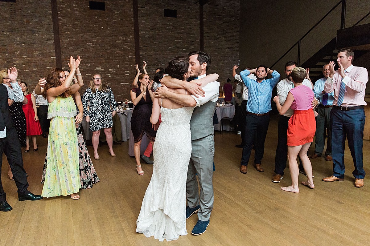 Candid wedding reception dancing photos at a Roundhouse, Beacon NY wedding by Clean Plate Pictures, Hudson Valley wedding photographer.