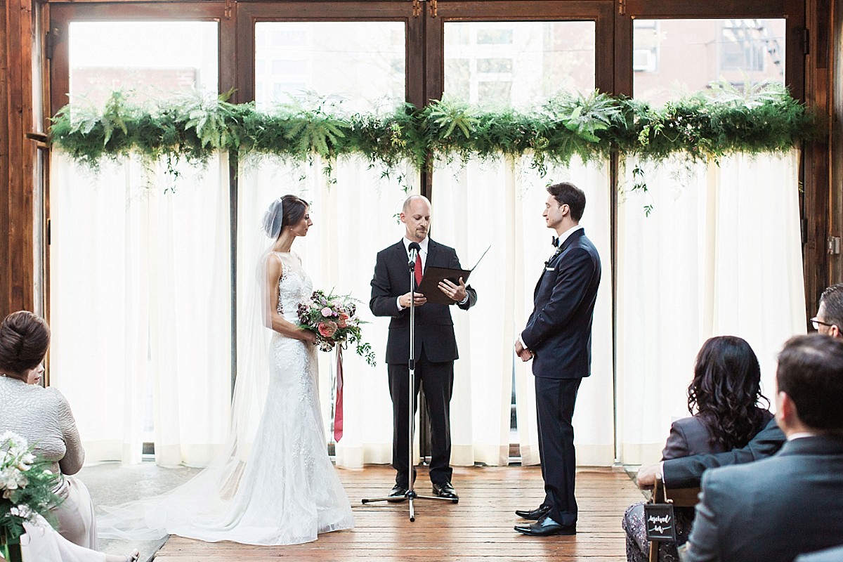 Authentic, candid ceremony photography at the Brooklyn Winery in Williamsburg, by Clean Plate Pictures, Brooklyn wedding photographer.