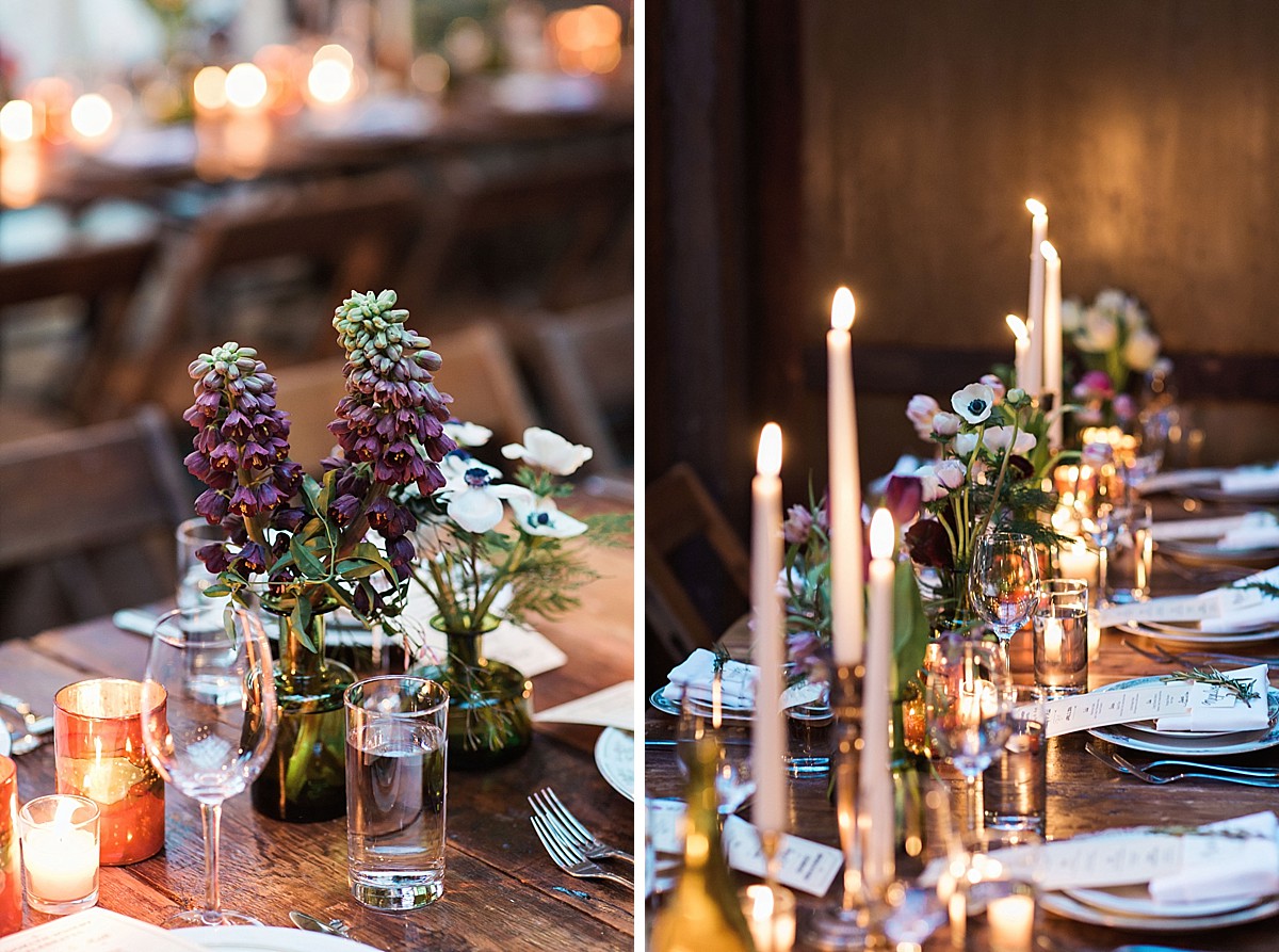 Brooklyn Winery wedding reception tablescape detail pictures by Clean Plate Pictures, Brooklyn Wedding Photographer