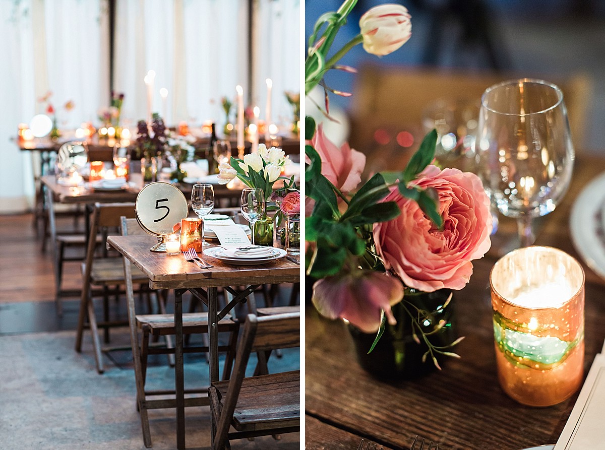 Brooklyn Winery wedding reception tablescape detail pictures by Clean Plate Pictures, Brooklyn Wedding Photographer