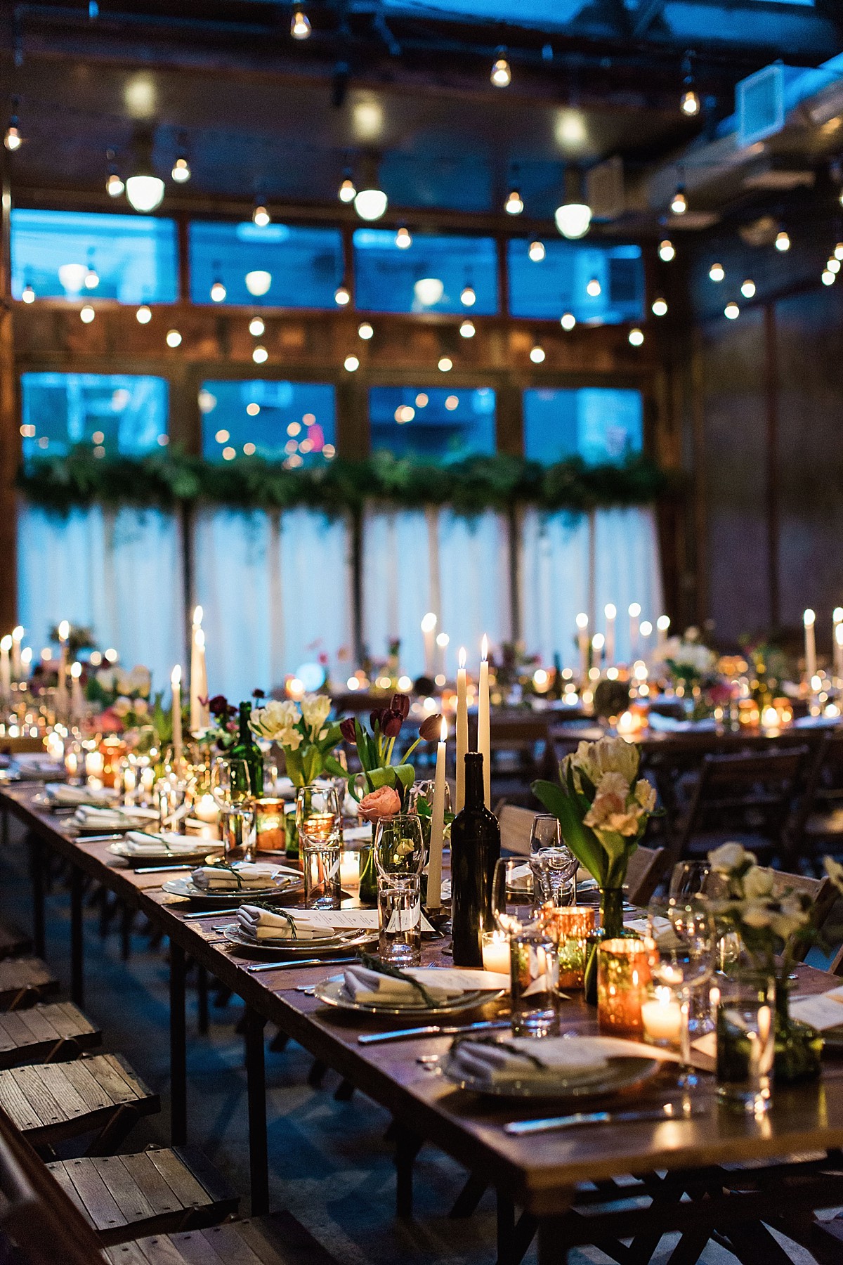 Brooklyn Winery wedding reception tablescape detail pictures by Clean Plate Pictures, Brooklyn Wedding Photographer